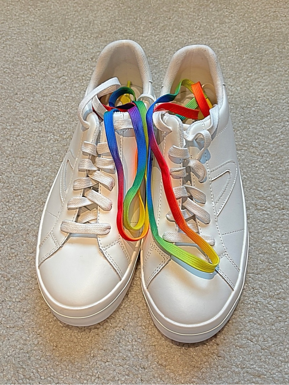 Tretorn Nylite Plus Rainbow Pride Sneakers White Leather Low Top Size 10
